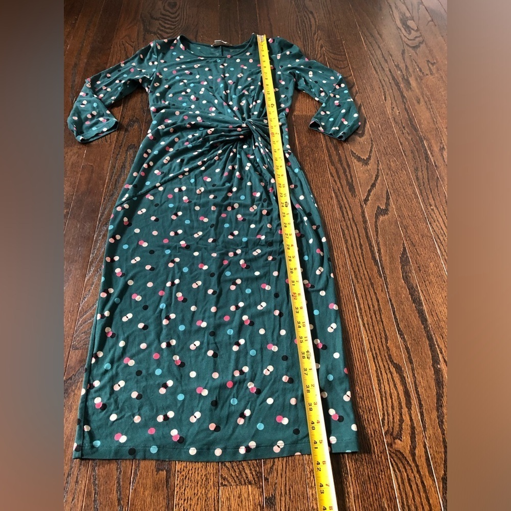Boden Women’s 4R Green Polka Dot Sheath 3/4 Sleeved Dress w/Tie Knot Waist - EUC - Picture 5 of 10